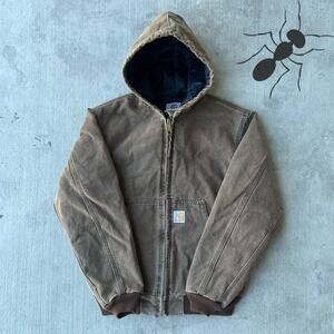 Vintage y2k carhartt YOUTH Y06 CHT brown hooded work wear jacket